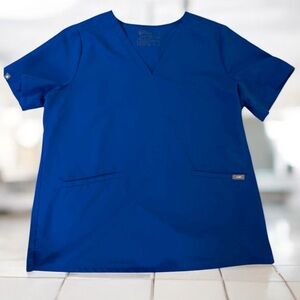 FIGS Casma Technical Collection Scrub Top Blue XXL V-Neck Medical‎ Uniform